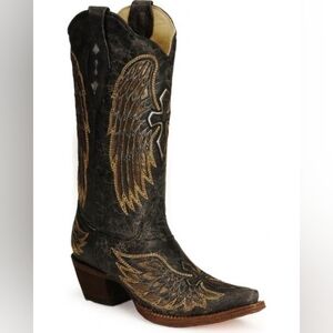 Corral Black and Gold Winged Heeled Boots